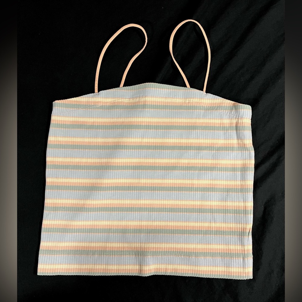 American Eagle Crop Top Striped Cami Tank Pastel